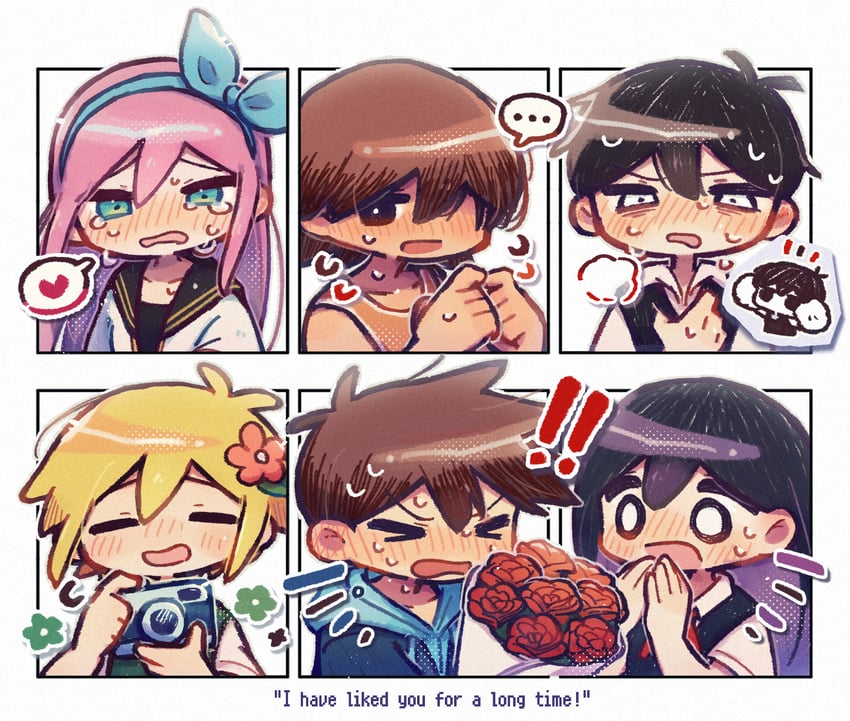 sunny, basil, omori, aubrey, kel, and 2 more (omori) drawn by wakame_(vhai26uhykmqb9k)