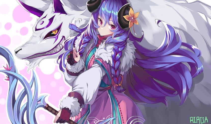 kindred, lamb, wolf, and spirit blossom kindred (league of legends) drawn by rirua_(kjom802)
