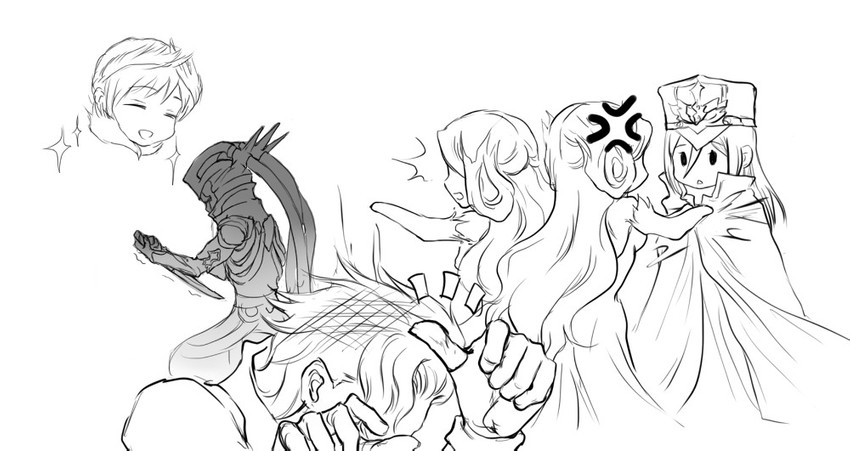 morag ladair, brighid, niall ardanach, aegaeon, and mikhail (xenoblade chronicles and 1 more) drawn by yuuta_(ruin0811)