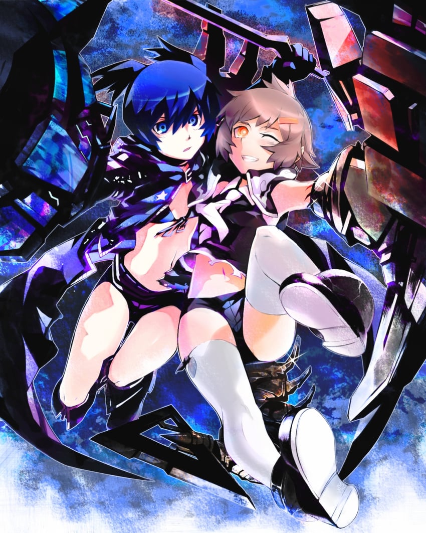 black rock shooter, strength, kuroi mato, and koutari yuu (black rock shooter) drawn by m-da_s-tarou