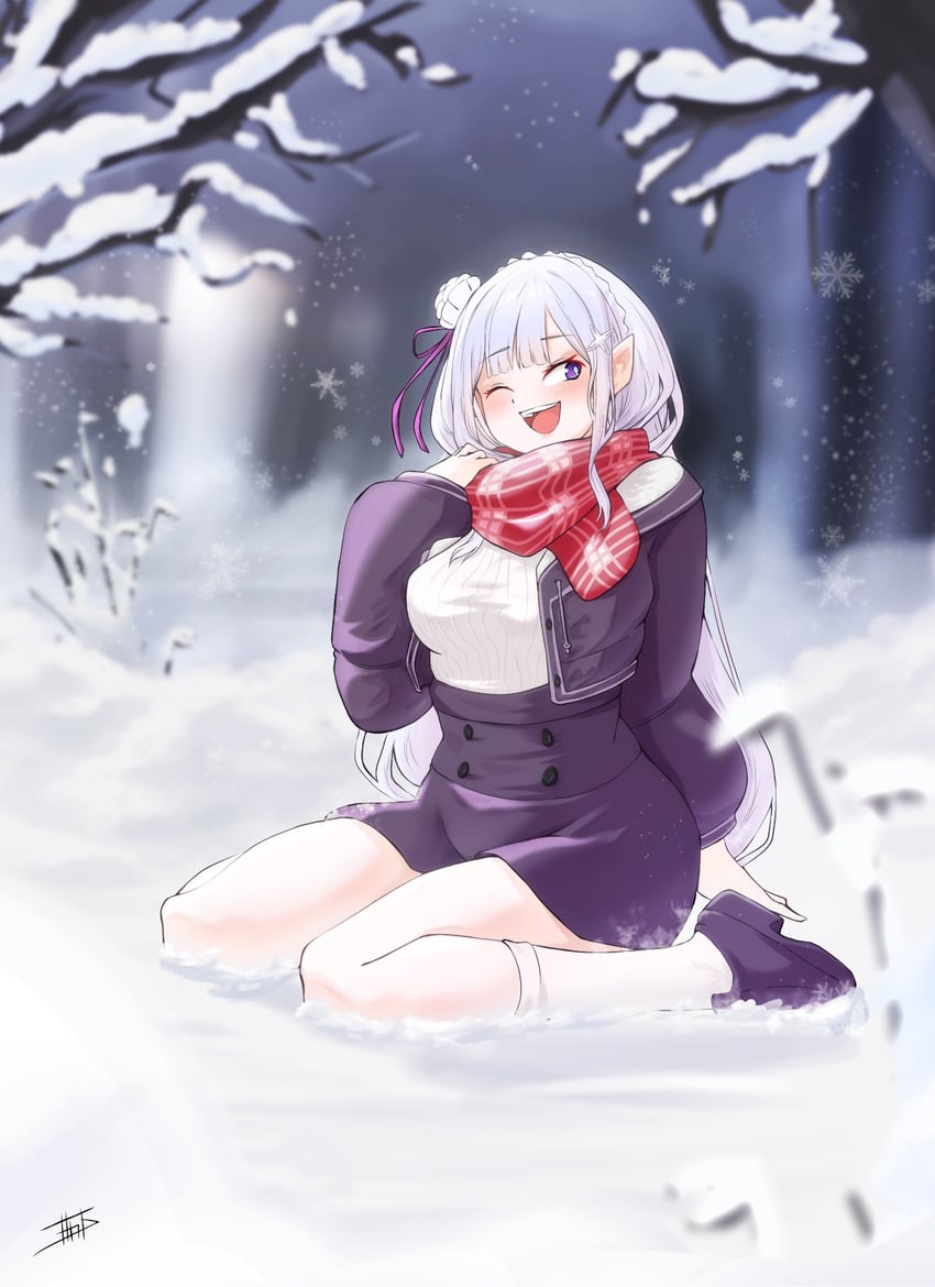 emilia (re:zero kara hajimeru isekai seikatsu) drawn by miarin141