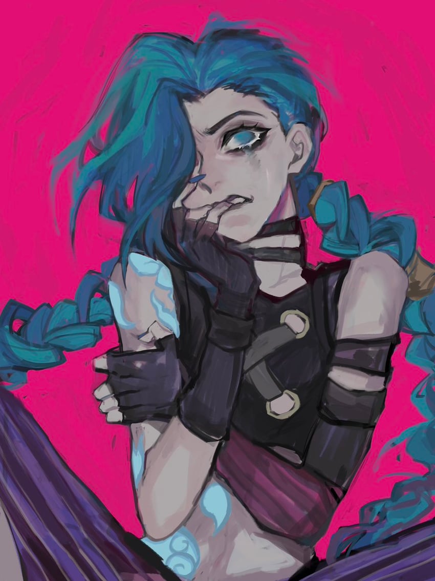 jinx and arcane jinx (league of legends and 1 more) drawn by 8h_kt