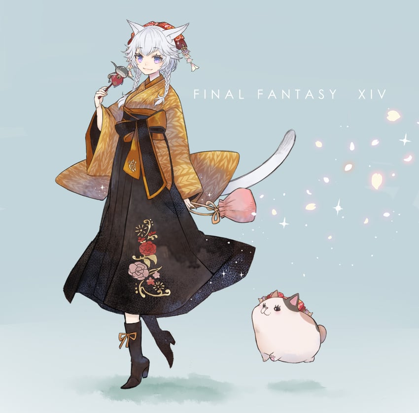 warrior of light, fat cat, and namazu (original and 2 more) drawn by ren-co