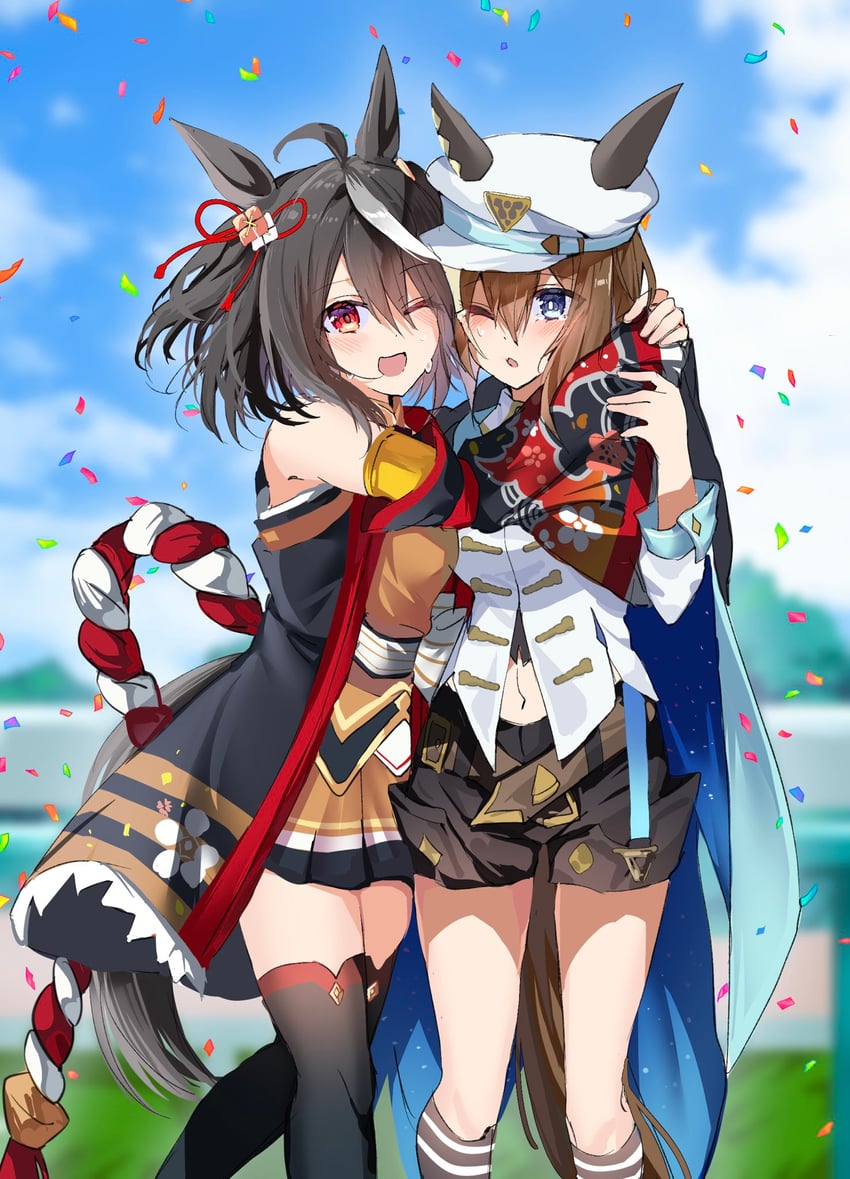 kitasan black and cheval grand (umamusume) drawn by sb_(akagikeai)