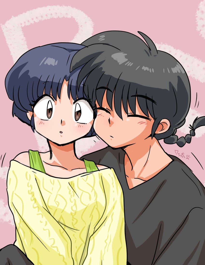 tendou akane and saotome ranma (ranma 1/2) drawn by wanta_(futoshi)