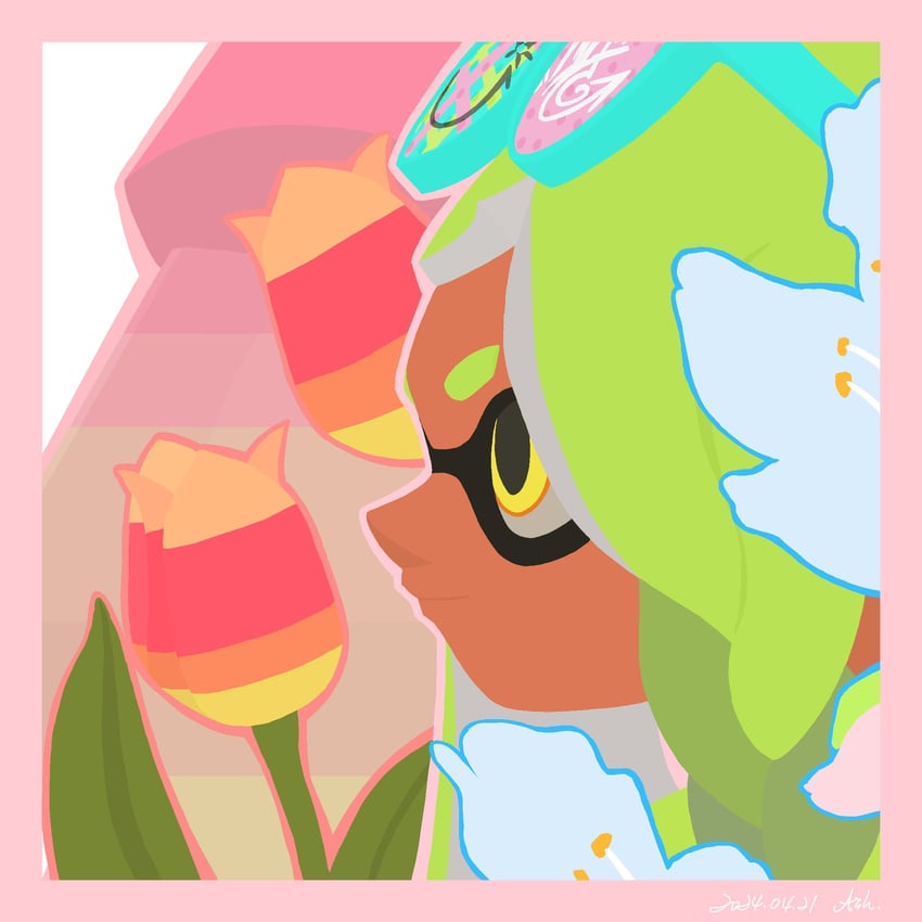 inkling player character and inkling girl (splatoon and 1 more) drawn by ash011023