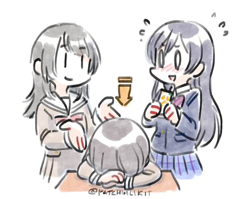 sonoda umi, shiina taki, and yahata umiri (love live! and 3 more) drawn by mukiki
