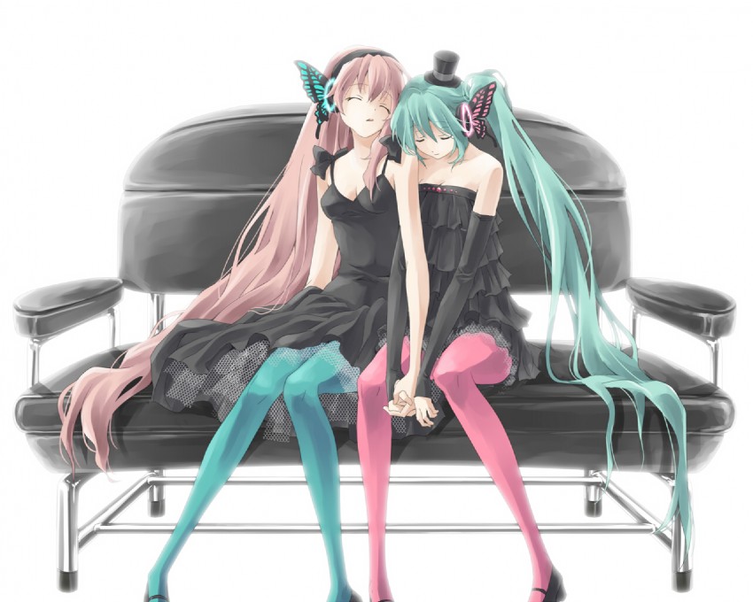 hatsune miku and megurine luka (vocaloid and 1 more) drawn by touya_(roukaku)