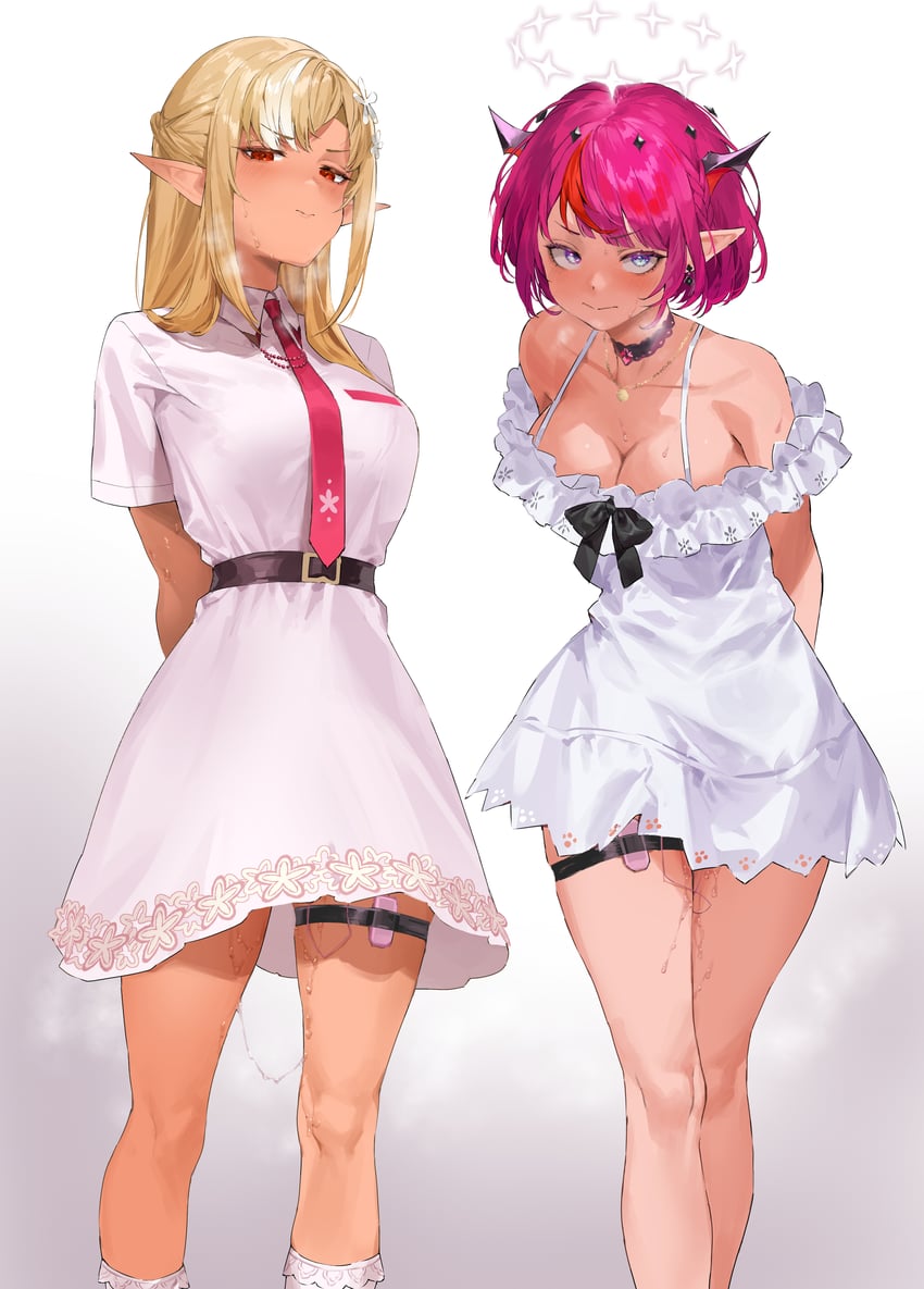 shiranui flare and irys (hololive and 1 more) drawn by kuroi_suna