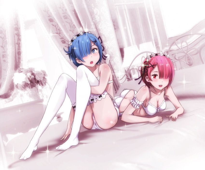 rem and ram (re:zero kara hajimeru isekai seikatsu) drawn by sbel02