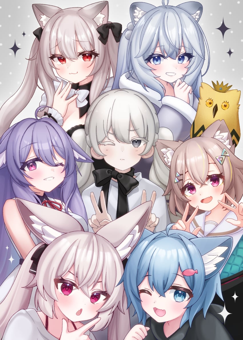 karin, kikyo, rusk, maya, tolass, and 3 more (vrchat) drawn by mashir_oxo