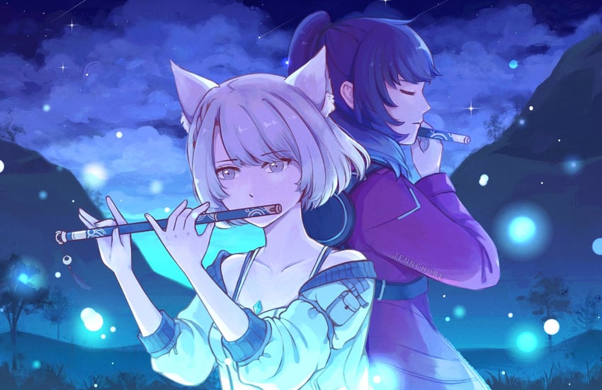 mio and noah (xenoblade chronicles and 1 more) drawn by phi_(youchube)