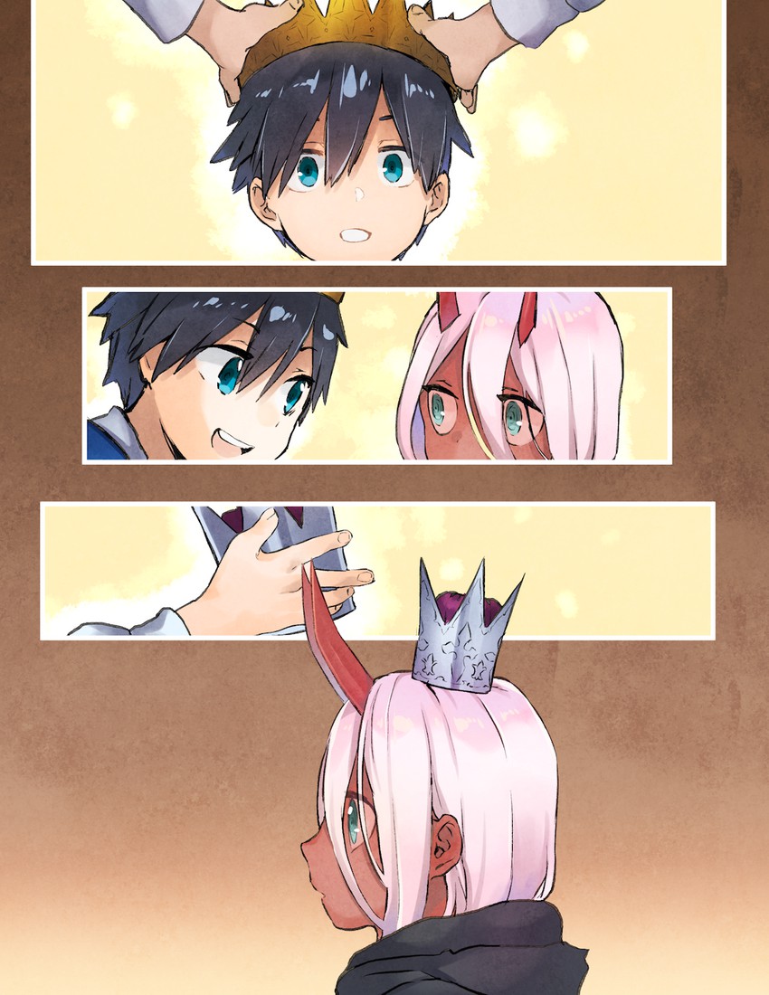 zero two and hiro (darling in the franxx) drawn by bomhat