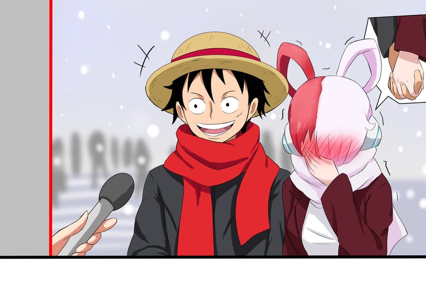monkey d. luffy and uta (one piece and 1 more) drawn by zerokun135