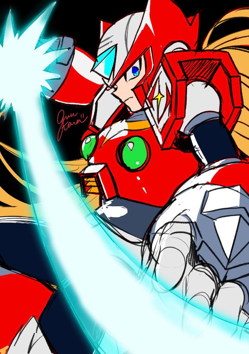 zero (mega man and 1 more) drawn by guutara