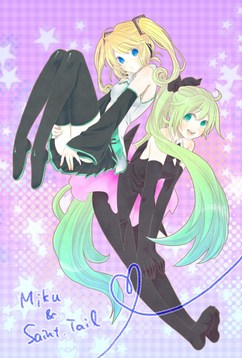 hatsune miku, saint tail, and haneoka meimi (vocaloid and 1 more) drawn by urogi_aya