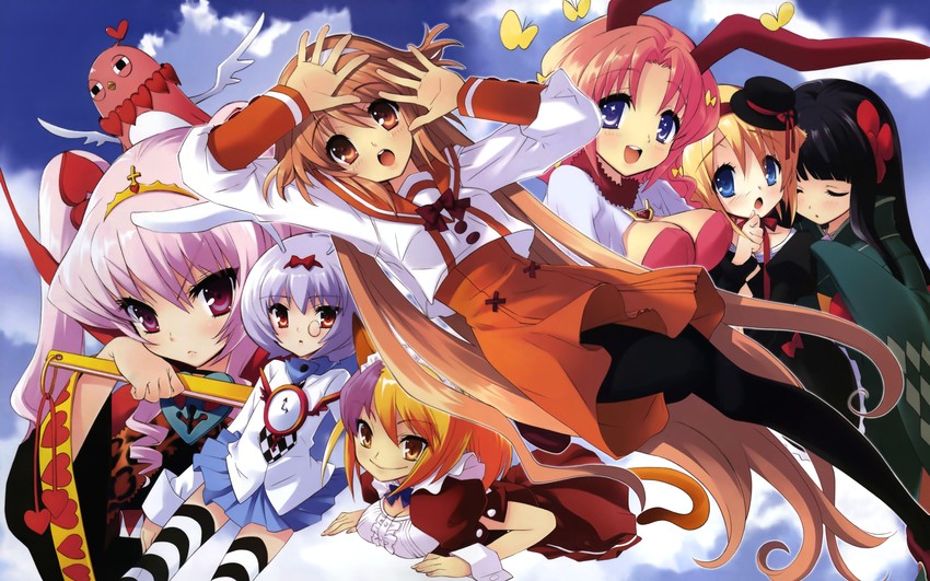 miori, odoodo funny, silk, luna, neko-san, and 3 more (alice parade) drawn by ito_noizi