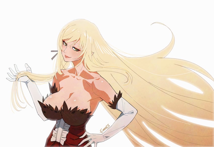 oshino shinobu and kiss-shot acerola-orion heart-under-blade (monogatari and 1 more) drawn by exocet_(exocet4)