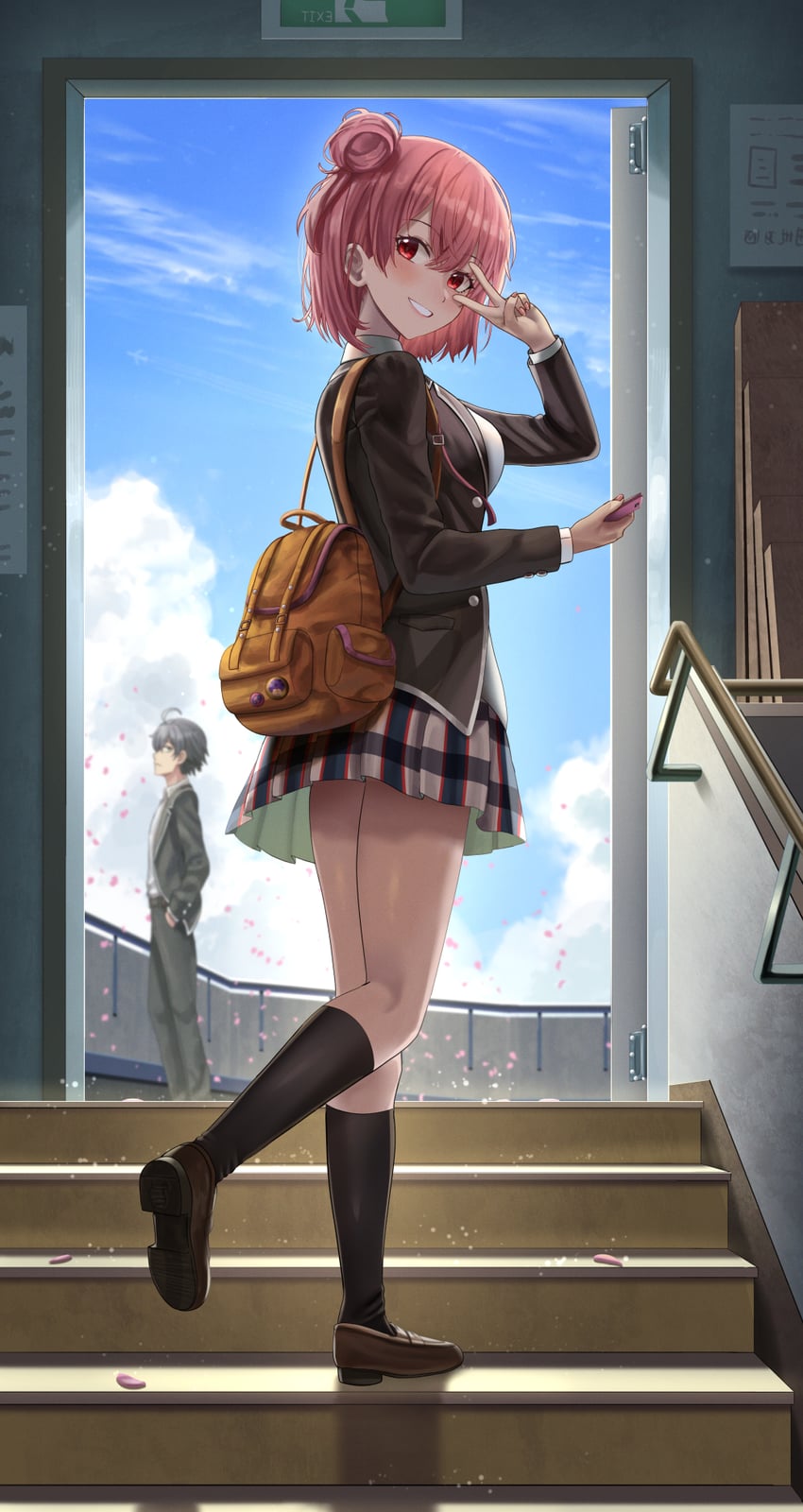 yuigahama yui and hikigaya hachiman (yahari ore no seishun lovecome wa machigatteiru.) drawn by silvertsuki