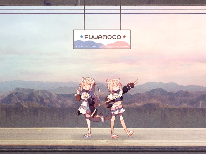 fuwawa abyssgard and mococo abyssgard (hololive and 1 more) drawn by seblueka
