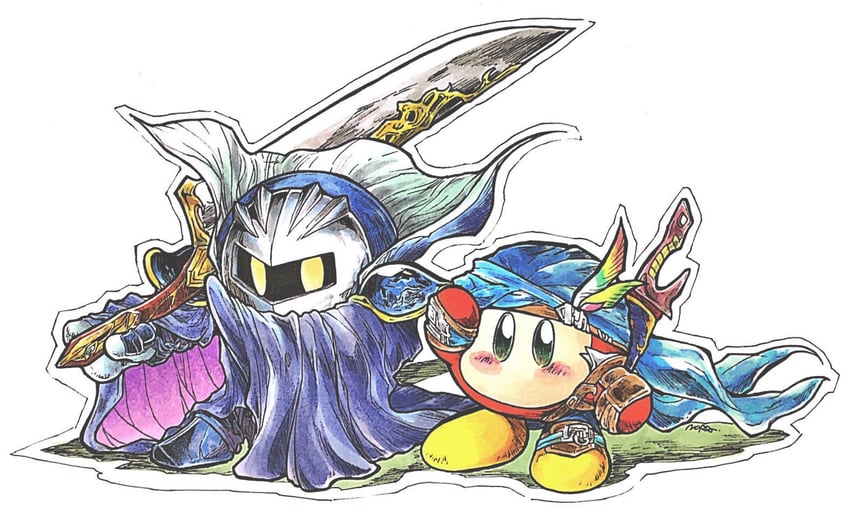 meta knight and bandana waddle dee (kirby) drawn by norajiyuuchou