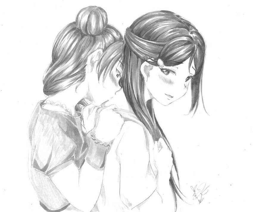 tsushima yoshiko and sakurauchi riko (love live! and 1 more) drawn by shiga_hanabebu