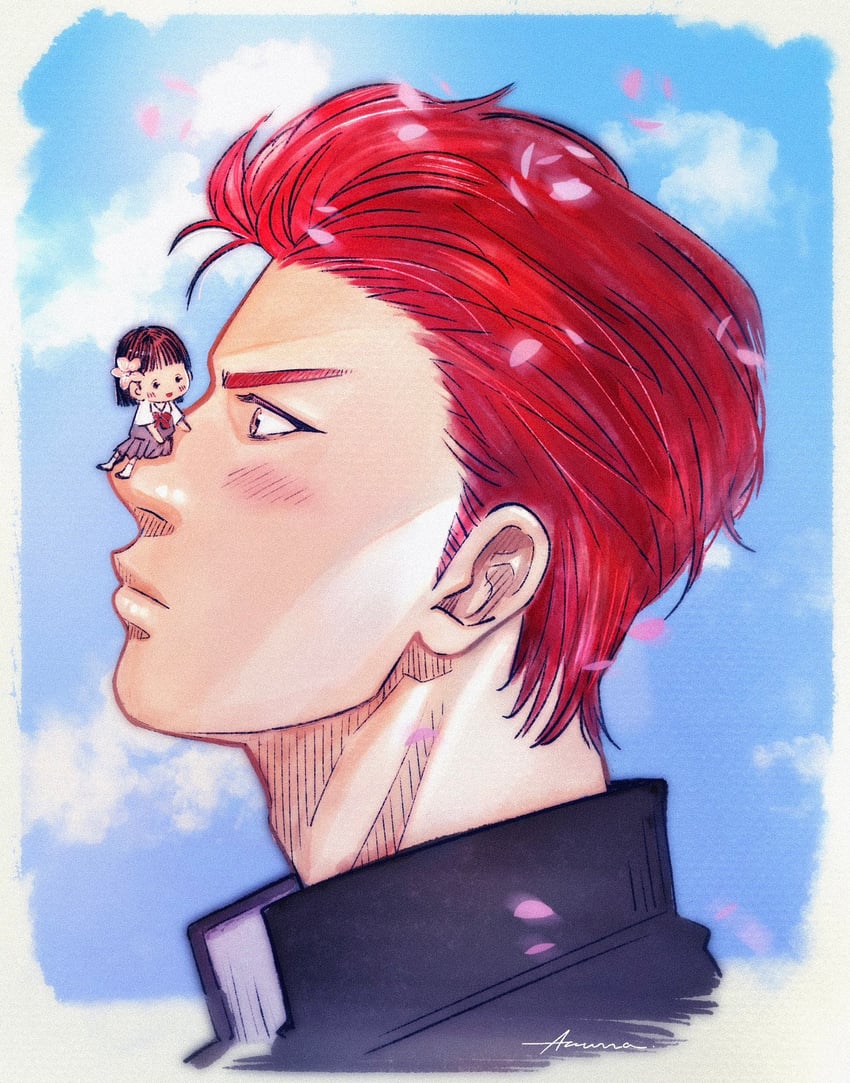 sakuragi hanamichi and akagi haruko (slam dunk) drawn by azzurro_000