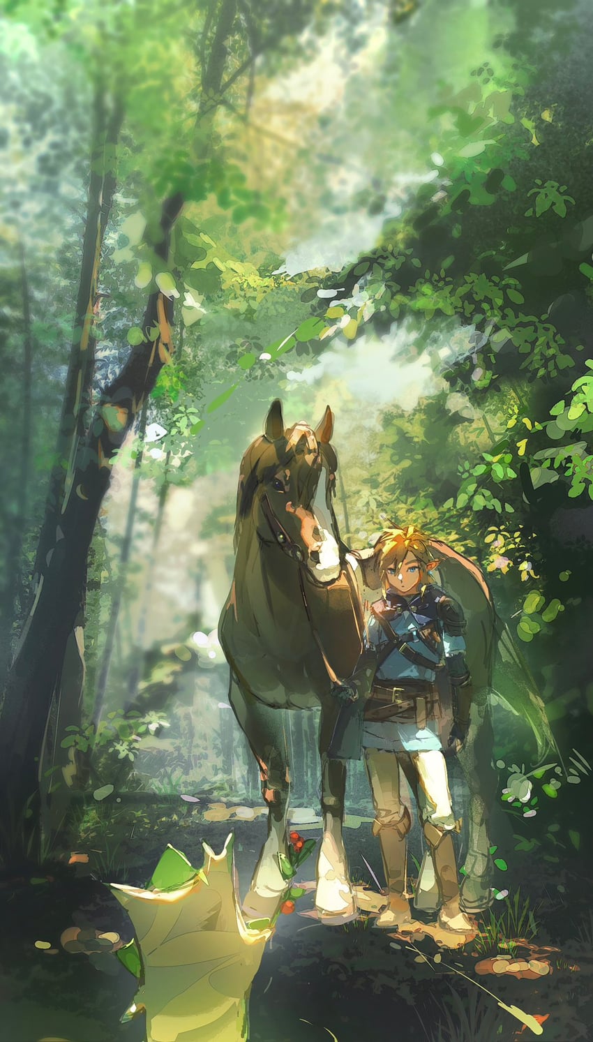 link and korok (the legend of zelda and 1 more) drawn by iuew