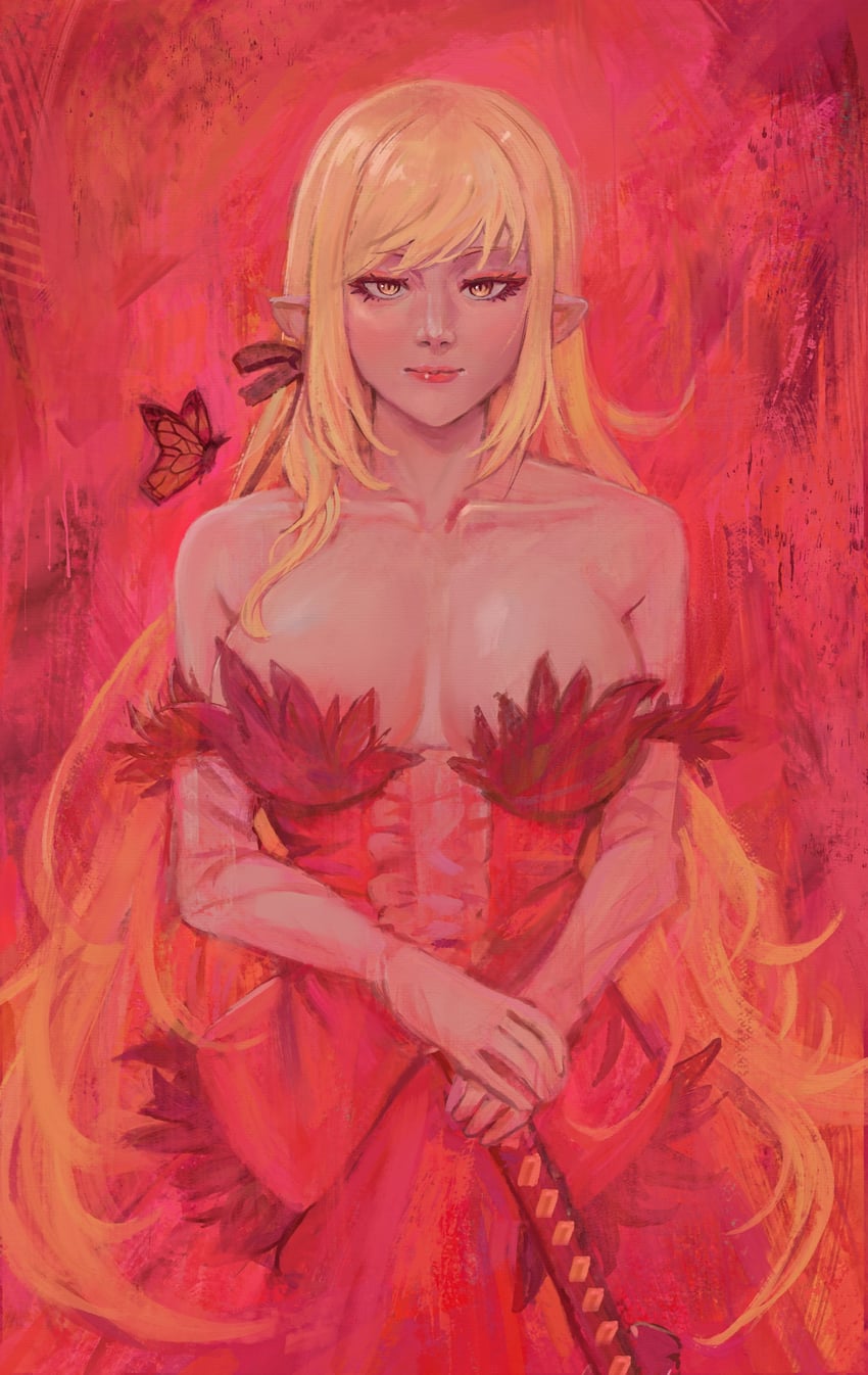 oshino shinobu and kiss-shot acerola-orion heart-under-blade (monogatari and 2 more) drawn by ricman_rt