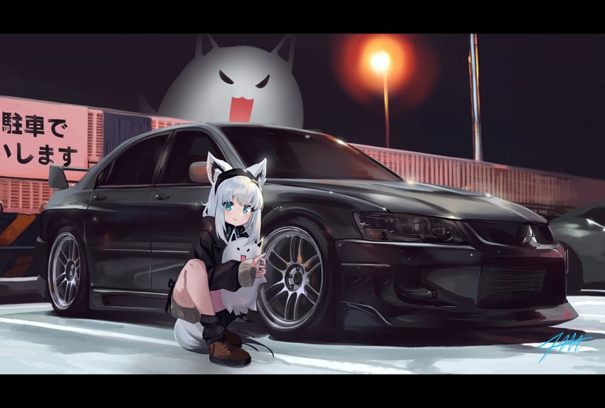 shirakami fubuki and fubuzilla (hololive) drawn by nougat_(no_9ada)