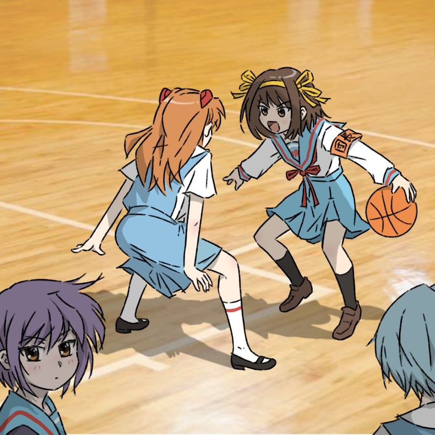souryuu asuka langley, suzumiya haruhi, ayanami rei, and nagato yuki (neon genesis evangelion and 1 more) drawn by truffleduster