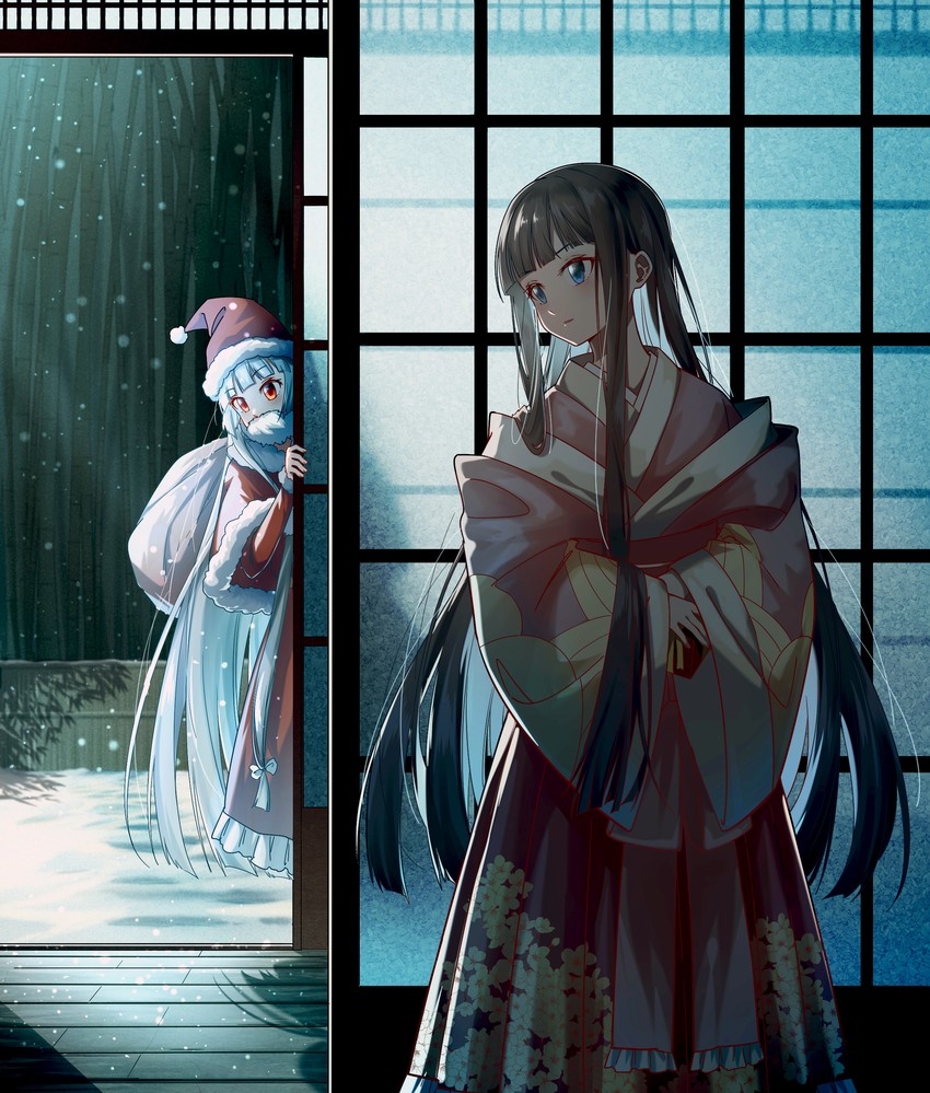 fujiwara no mokou and houraisan kaguya (touhou) drawn by banjie