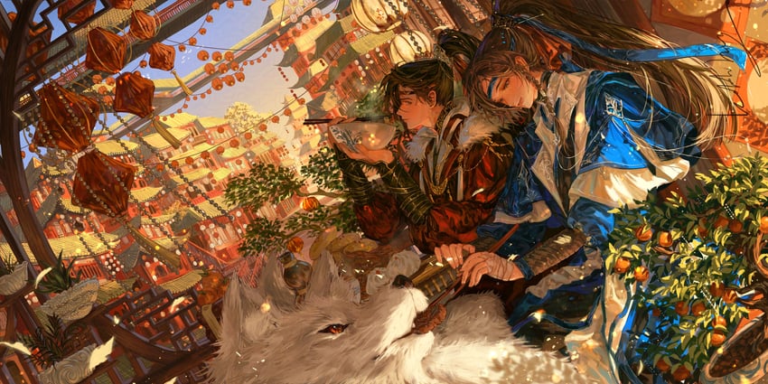 nangong si and ye wangxi (erha he ta de bai mao shizun) drawn by holdnhug