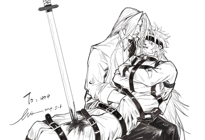 cloud strife and sephiroth (final fantasy and 1 more) drawn by boat_0_0