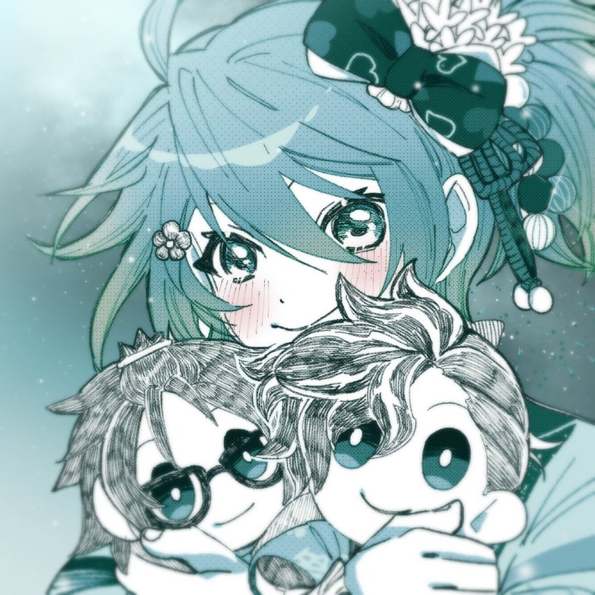 astel leda, kanade izuru, and kagami kira (holostars) drawn by aioka_(aichiu_kuchiu)