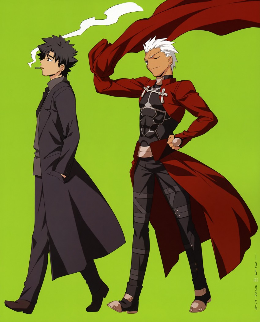 archer and emiya kiritsugu (fate and 1 more) drawn by takeuchi_takashi