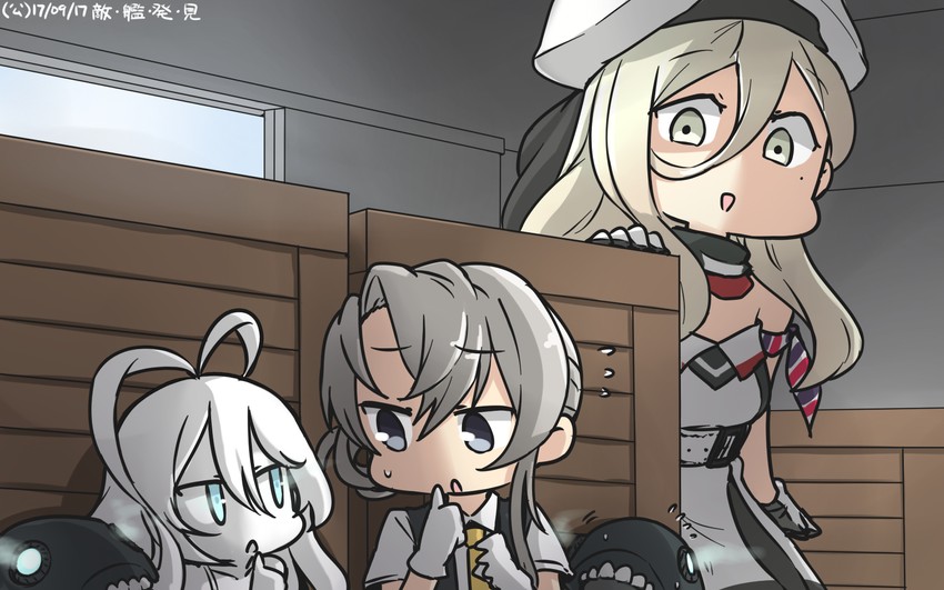 i-class destroyer, richelieu, nowaki, and new submarine princess (kantai collection) drawn by hamu_koutarou