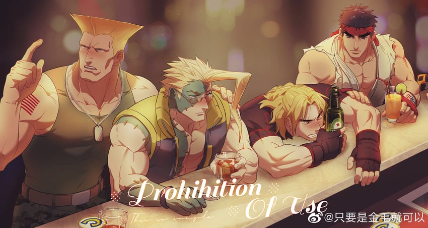 ryu, ken masters, guile, and charlie nash (street fighter) drawn by yuiofire