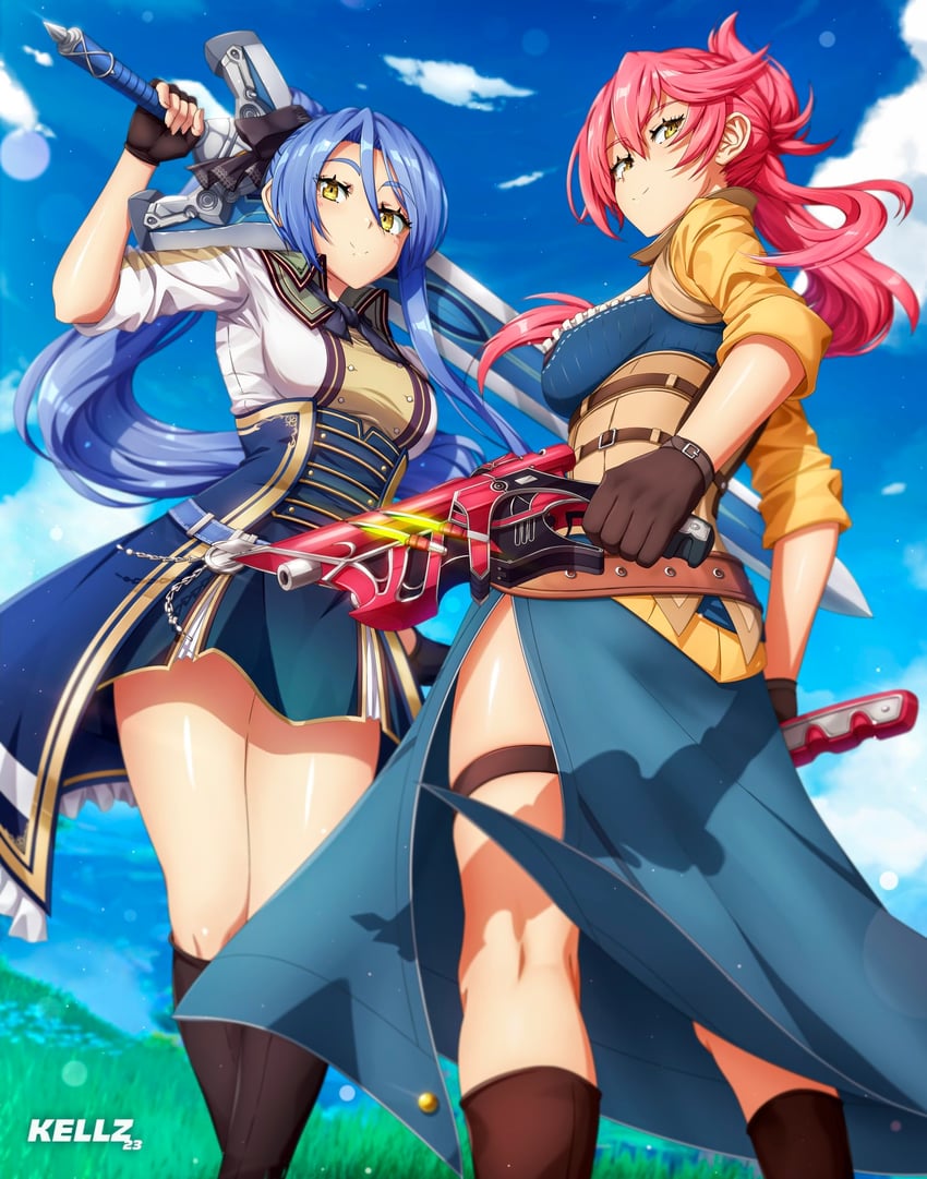 sara valestein and laura s. arseid (eiyuu densetsu and 3 more) drawn by kellzallday
