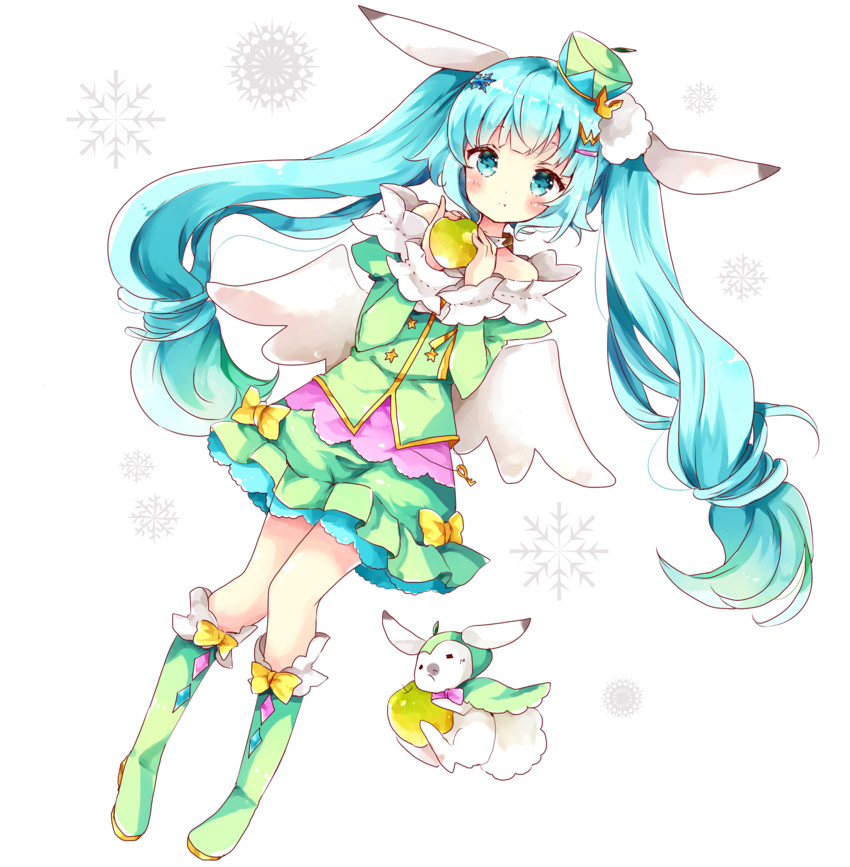hatsune miku, yuki miku, and rabbit yukine (vocaloid) drawn by tsukiyo_(skymint)