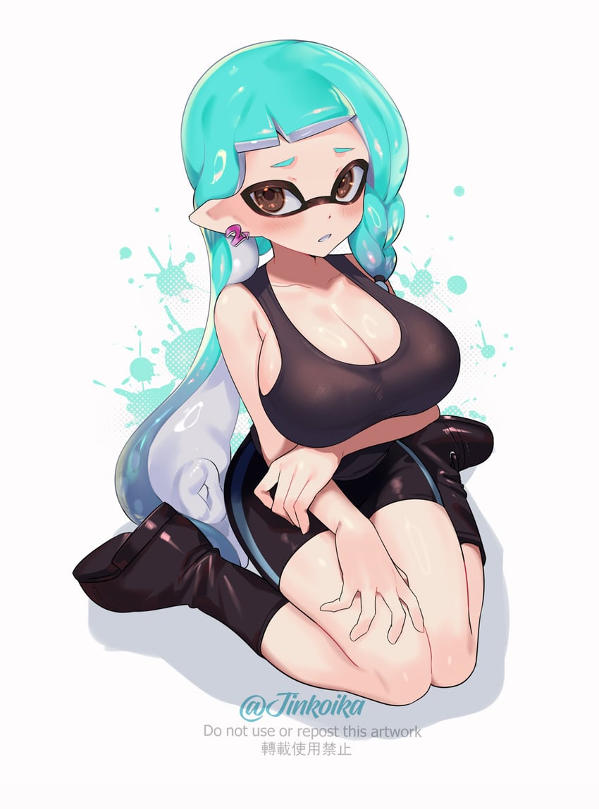 inkling player character and inkling girl (splatoon) drawn by jinkoika