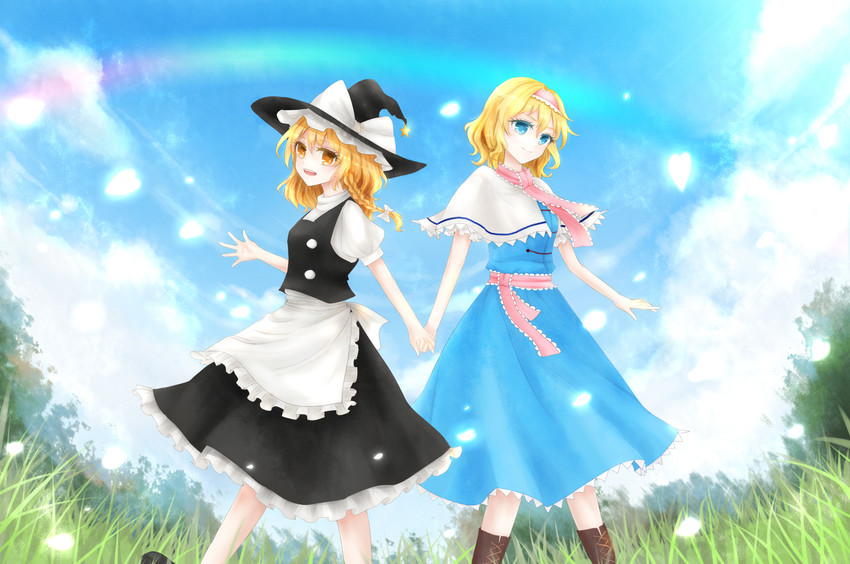 kirisame marisa and alice margatroid (touhou) drawn by renka_(echollapsar)