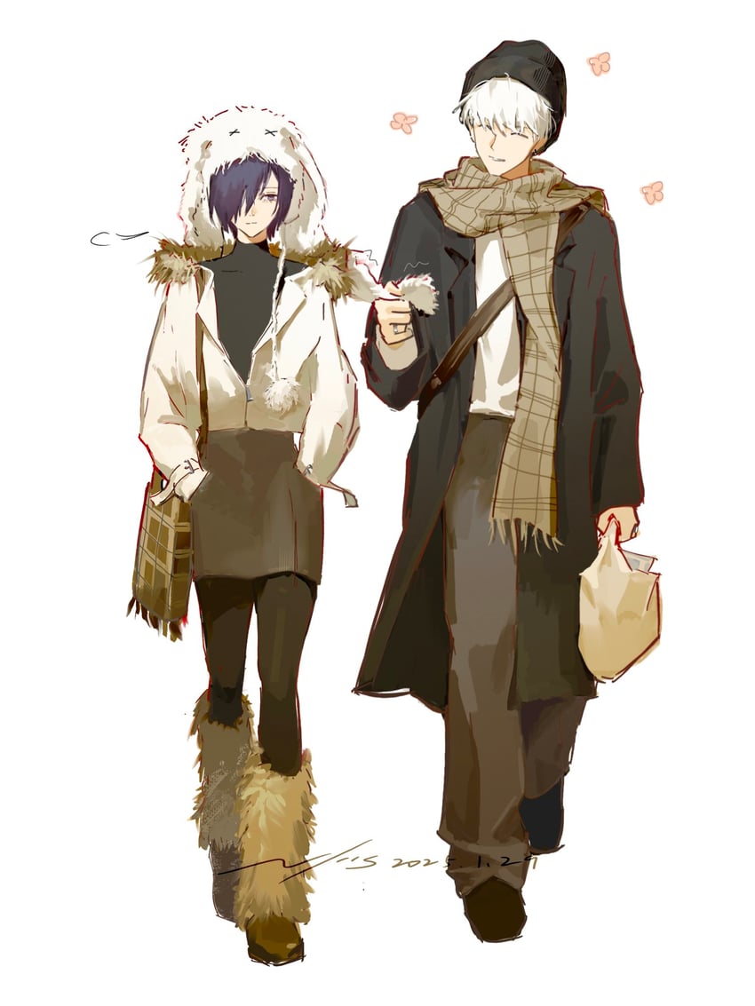 kaneki ken and kirishima touka (tokyo ghoul) drawn by vjoos