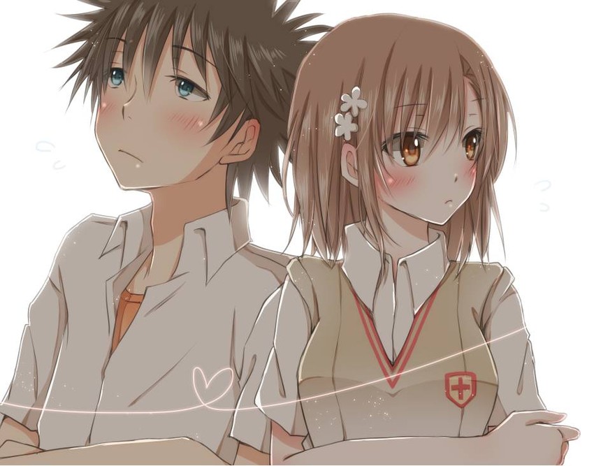 misaka mikoto and kamijou touma (toaru majutsu no index and 1 more) drawn by hiro_(hirohiro31)