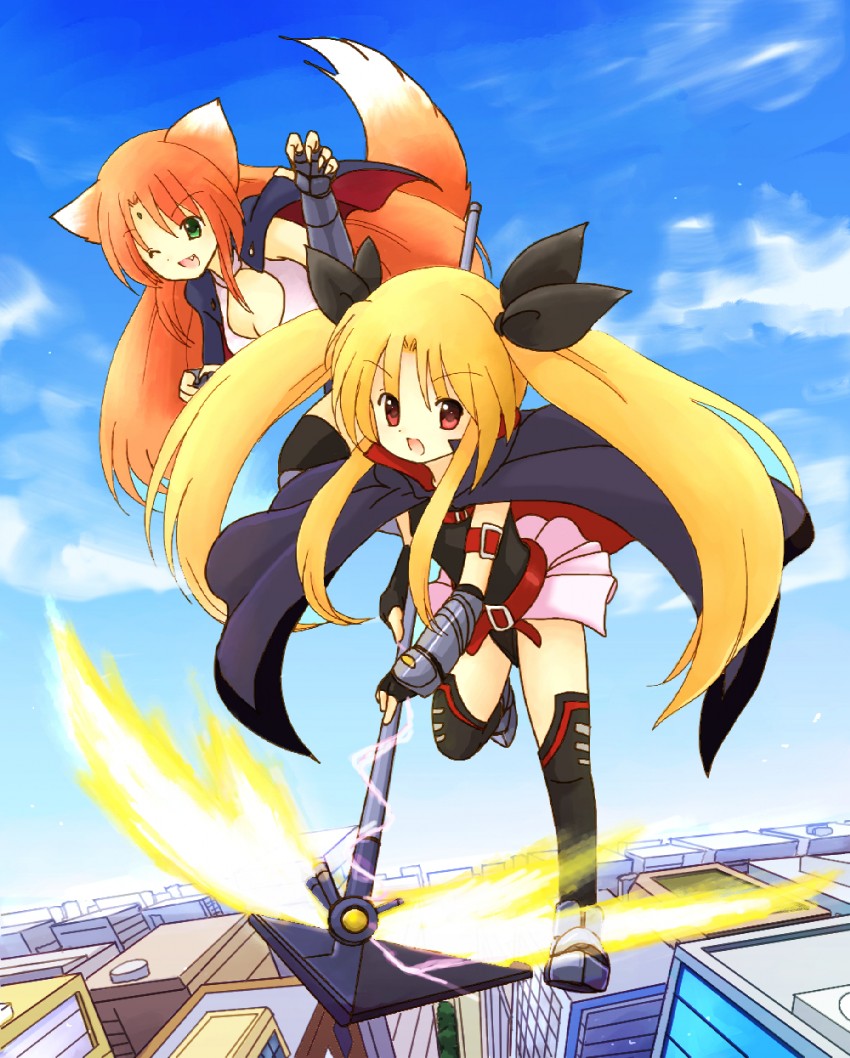 fate testarossa, bardiche, and arf (lyrical nanoha and 2 more) drawn by eijima_moko