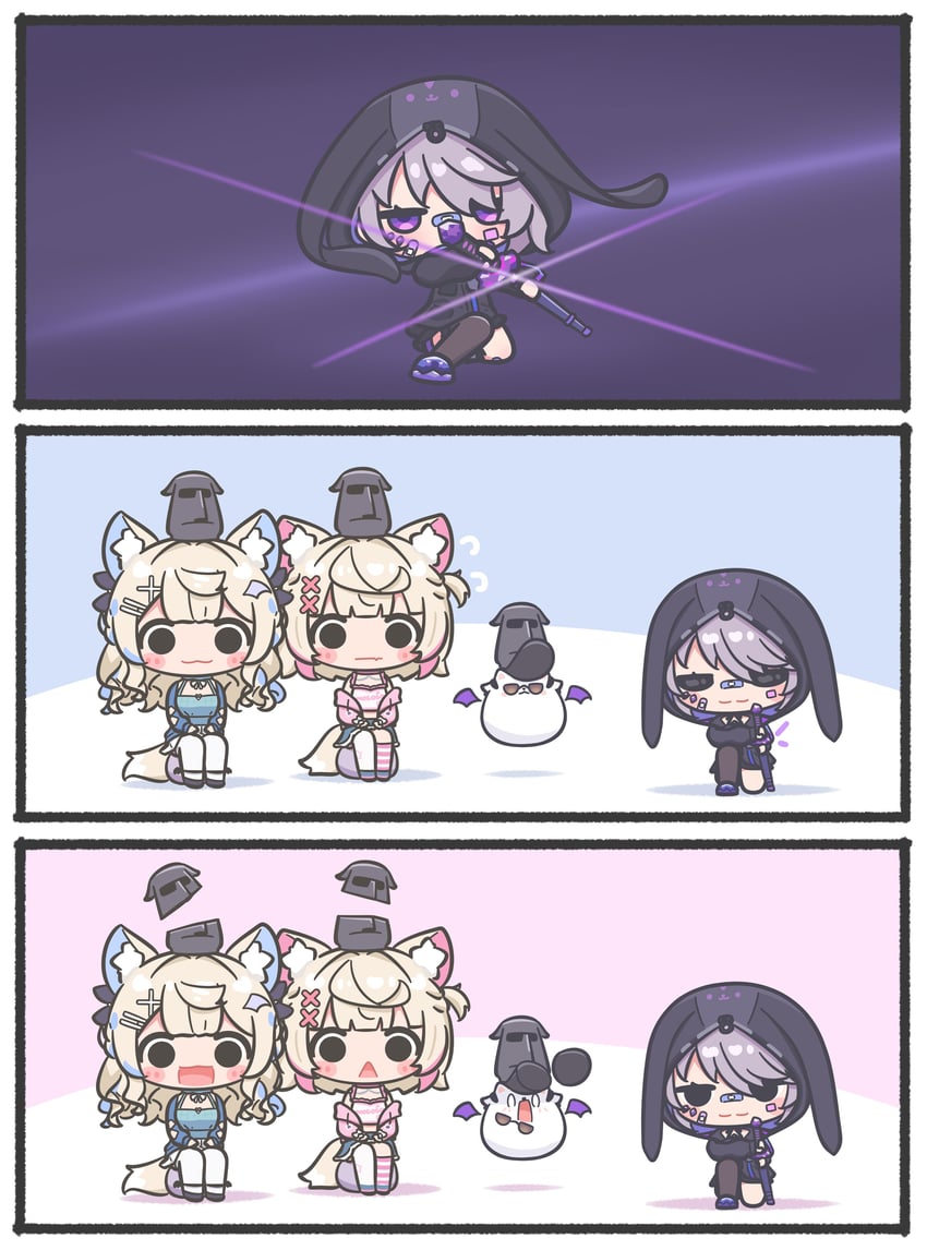 fuwawa abyssgard, mococo abyssgard, koseki bijou, pebble, and perroccino (hololive and 1 more) drawn by mpien