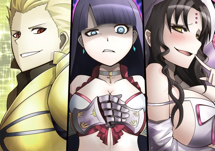 gilgamesh, sessyoin kiara, and martha (fate and 1 more) drawn by chikiji_(chickchickjo)