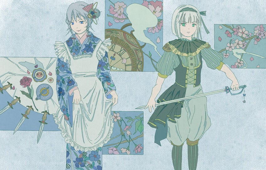 izayoi sakuya and konpaku youmu (touhou) drawn by gensou_getsumen_rt
