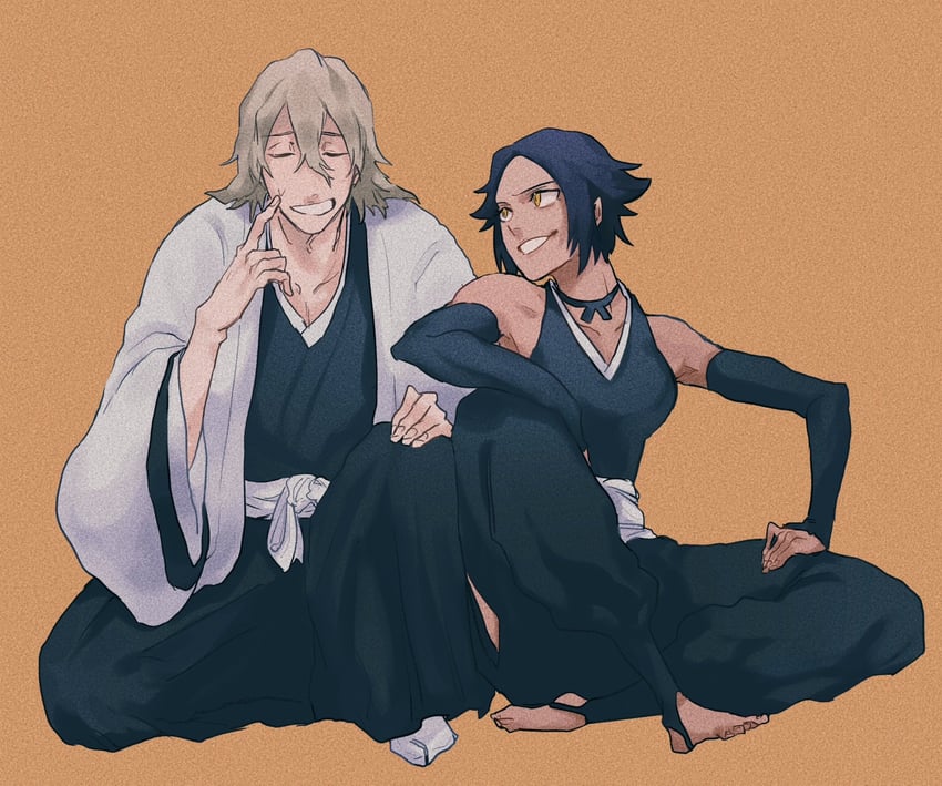 shihouin yoruichi and urahara kisuke (bleach and 1 more) drawn by zn_66