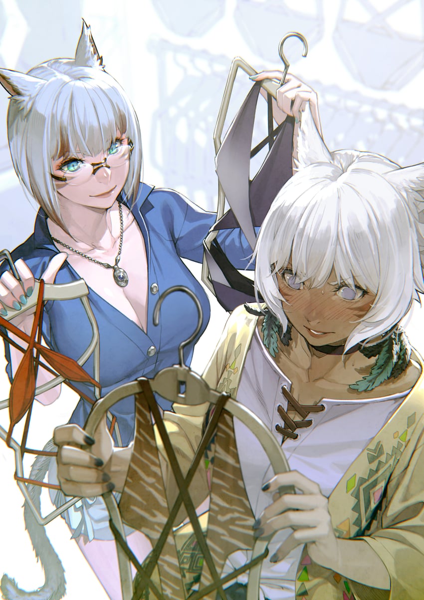 y'shtola rhul and f'lhaminn qesh (final fantasy and 1 more) drawn by kyo_(kuroichigo)